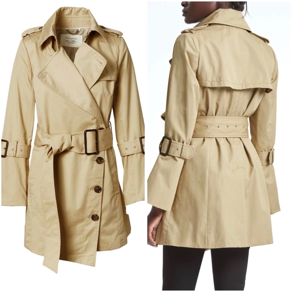 Banana Republic x Olivia Palermo Size M Trench Coat Beige Belted Double Breasted
